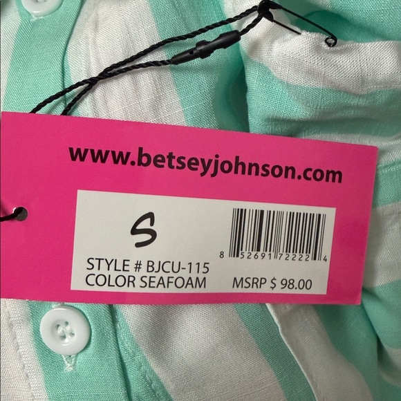 Betsey Johnson Striped Beach Cover-Up Shirt, Seafoam - Picture 11 of 12